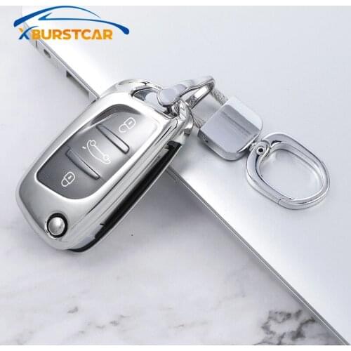 Xburstcar for Peugeot 107 207 306 307 407 308 607 for Citroen C2 C3 C4 C5 C6 C8 DS4 Keychain TPU Soft 3Button Key Case Cover
