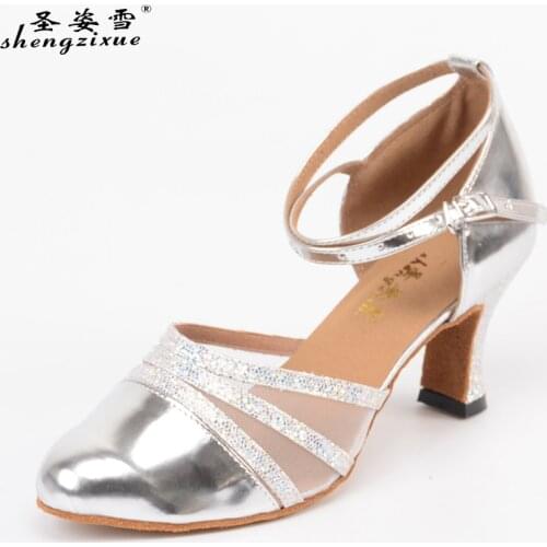 Shengzixuebrand Womens Dance Shoes Closed Pointed Toe Latin Ballroom Salsa Dancing Shoes For Girls closed toe latin dance shoes