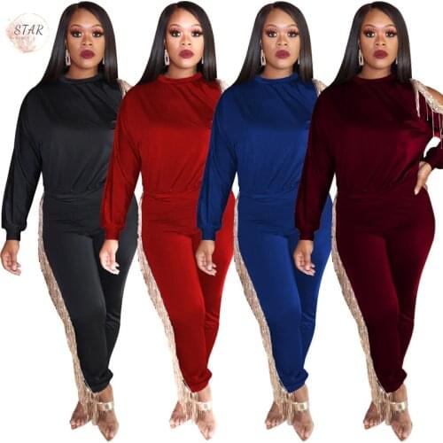 2 Piece Set Women 2021 Spring Clothes Tassel Strapless Top and Pants Club Outfits Streetwear Matching Set Wholesale Dropshipping