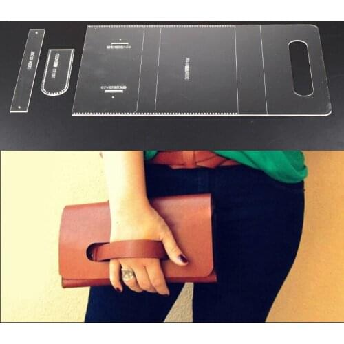 1 Set DIY Long Wallet Hand Bag Acrylic Template Leather Craft Sewing Pattern Accessories 22x12x2.5cm