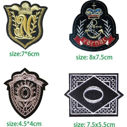 1PcsGold and Silver Medal Badge Embroidered Patches For Clothing DIY Stripes Applique Clothes Stickers Iron On Patches Badges