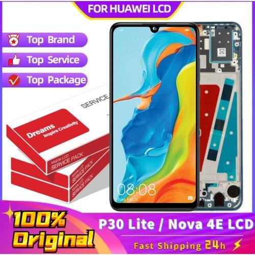 100% Original 6.15" LCD With Frame For HUAWEI P30 Lite LCD Display Screen For HUAWEI P30 Lite Screen Nova 4e MAR-LX1 LX2 AL01
