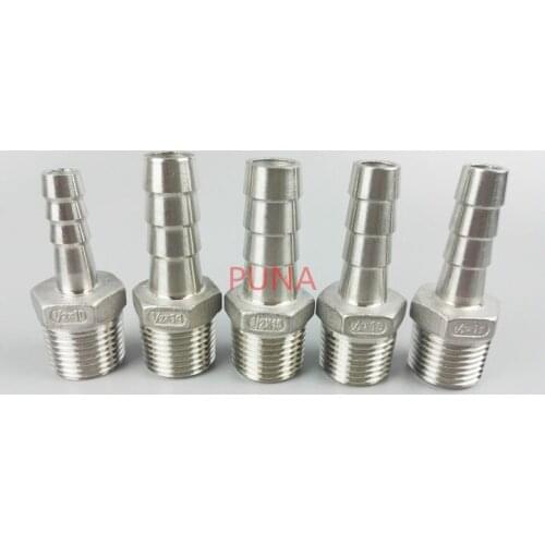 20mm x 1'' BSP Male Thread 304 Stainless Steel Pipe Fitting x Barb Hose Tail Reducer Pagoda Joint Coupling Connector