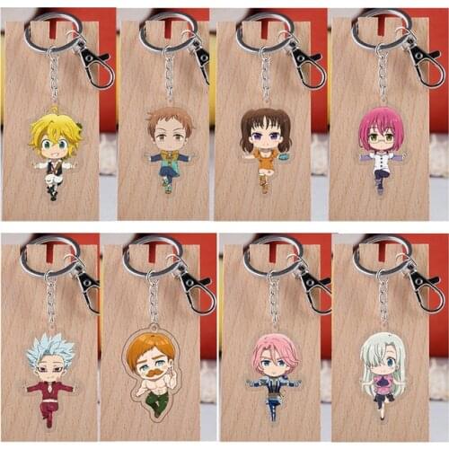 20pcs Keychain Simple Chain for Pants Womans The Seven Deadly Sins Key Chain Bags Men Pendant Unisex Cartoon Acrylic Jewelry