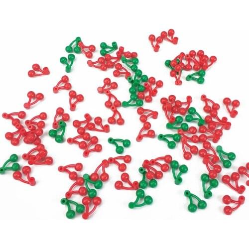 200Pcs Children Toys DIY Block Brick MOC Parts Green Red Cherries Bush Tree Cherry Plants Building Blocks Assemble Particles Toy