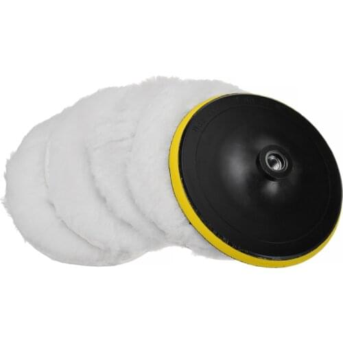 5pcs 7 Inch 180mm Wool Buffing Pad Detailing Polishing Buffer Pad Wheel Car Auto Car Paint Care Polisher Pads