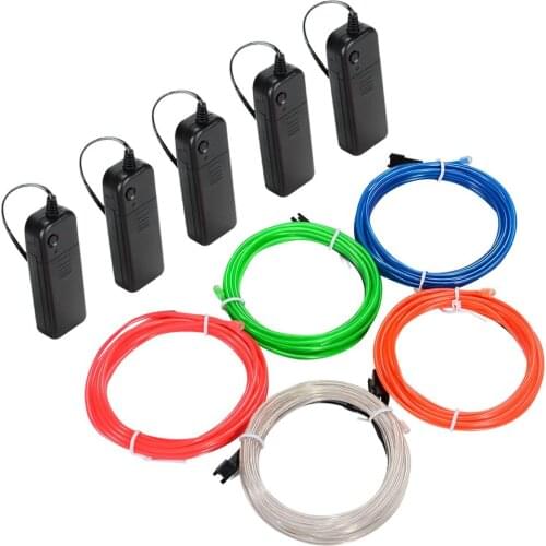 5pcs/set Flexible Neon Light 3m EL Wire Processing Dance Clothes Party Stage Decoration Shoes Clothing Car Waterproof LED Strip