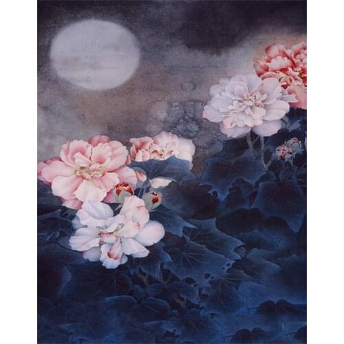 5x7ft Lotus Flowers Painting Photography Backdrops Photo Props Studio Background