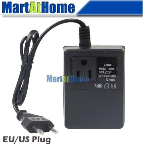 Argedo Free Shipping 200W AC 220V to 110V Step Down Voltage Transformer Convert Travel Power EU/US Plug Adapter #BV281 @CF