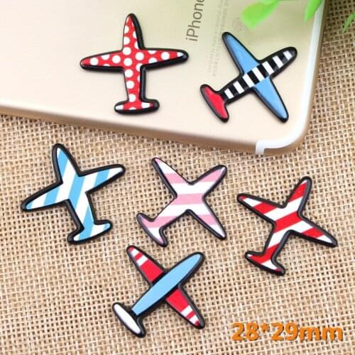 Free Shipping 10pcs/Lot Colorful Flatback Planar Resin Cabochons Cute Kawaii Airplane Fly Patch Sticks Fit Girls Hair Clip DIY