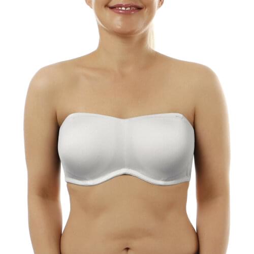 New White Soft Strapless Bras Adjusted Silicone Strength Quality Bra Padded Bone A B C D DD DDD E F G 32 34 36 38 40 42 44 46 48