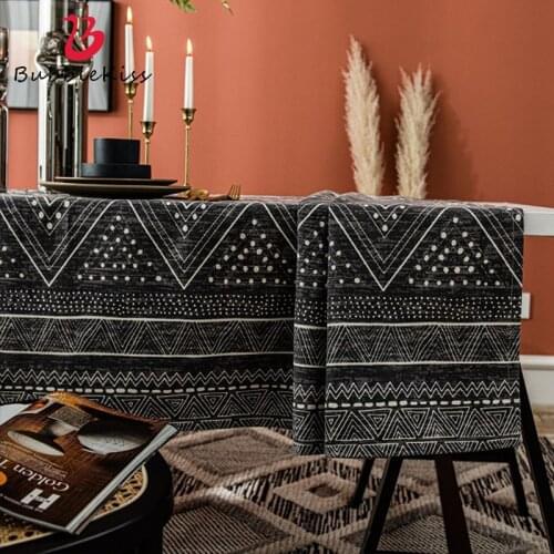 Black Geometric Table Cloth Cover Bohemia Mandala Tablecloth Coffee Table Furniture Dustproof Cover Background Cloth Home Decor