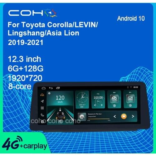 COHO For Toyota Corolla/LEVIN/Lingshang/Asia Lion 2019-2021 1920*720 Car Multimedia Player Stereo Radio Android 10 6+128G 8-Core