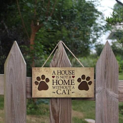 Cat Plaque Wood Hanging Sign Lovely Friendship Wood Signs for Crafts Home Decoration Pet Cat Houses Decor Wall Decor