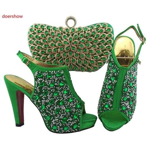 Doershow Shoes and Bag Set for Women Summer African Style italian Shoes and Bag Set for party Custom products! SXF1-7