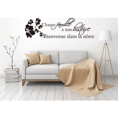 French Citation Histoire De Famille Vinyl Wall Sticker Mural Art Decals Wallpaper Living Room Home Decor House Decoration
