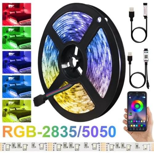 DC5V RGB 3 Key LED SMD2835 Flexible Tape Diode Bluetooth Remote Control Lighting LED Strip Lights TV Background Luces led Decor