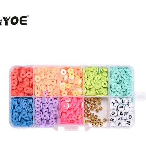 IYOE 1360pcs Polymer Clay Chip Beads Set Alphabet Letter Beads Loose Spacer Beads Kit For Jewelry Making Bracelet Necklace