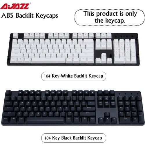 Ajazz ABS Top Printed 87 Key/104 Key Black White Two-Color Injection Backlit Keycaps For MX Mechanical Keyboard