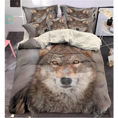 Fanaijia 3d Indian wolf Bedding Set queen size wolf Print Duvet Cover set with pillowcase 3pcs Bedbedline
