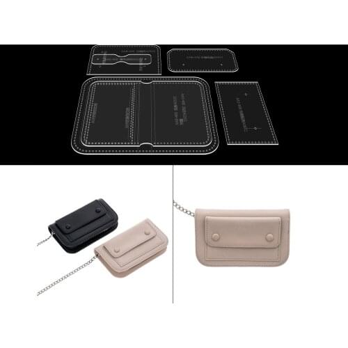 DIY handmade leather zipper key bag coin purse acrylic version profile drawings leather art leather making paper pattern