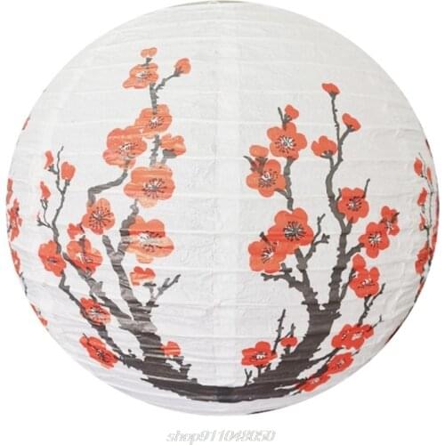 Red Cherry Flowers Paper Lantern White Round Chinese Japanese Paper Lamp for Home Wedding Party Decoration MY24 21 Dropshipping