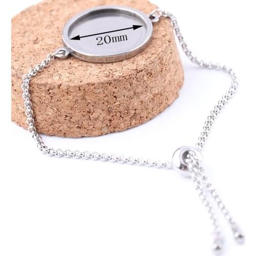 5pcs Stainless Steel Cabochon Bracelet Blanks Trays 20mm 25mm Diy Adjustable Bezel Base Settings For Bracelets Making Supplies