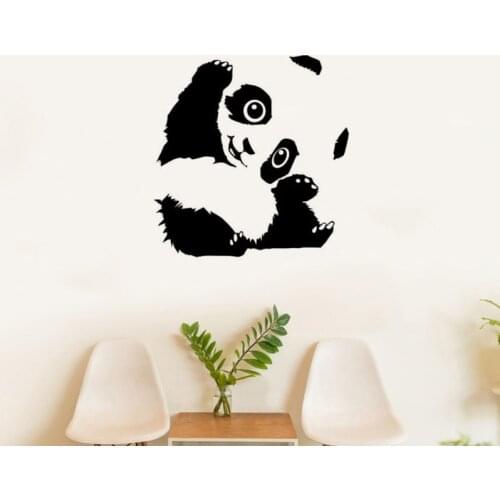 Lovely Panda Vinyl Wall Sticker Little Baby Panda Decorative Decals Home Living Room Decor Kids Room Panda Animal Wall Art AF004