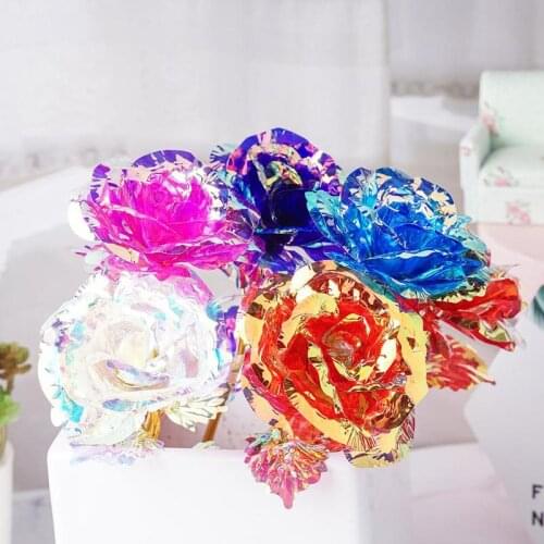 Fashion Artificial LED Foil Plated Gold Rose Decor FlowerValentine Mothers day Wedding gift