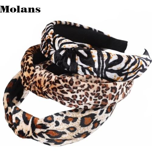 Molans Leopard Print Knotted Hairband Sexy Spotted Headband Ladies Hair Decoration Mature Headhoop Hair Accessories