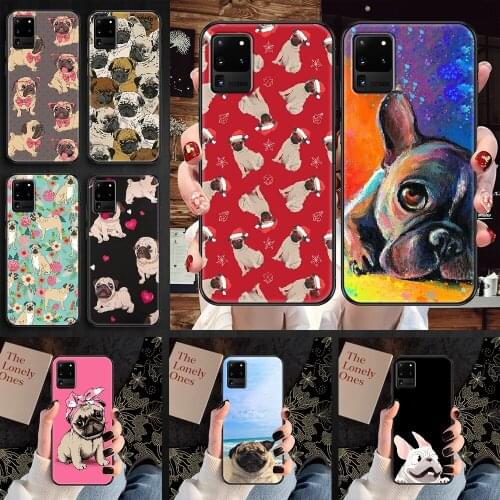 Pug Dog Phone case For Samsung Galaxy Note 4 8 9 10 20 S8 S9 S10 S10E S20 Plus UITRA Ultra black tpu funda fashion back pretty