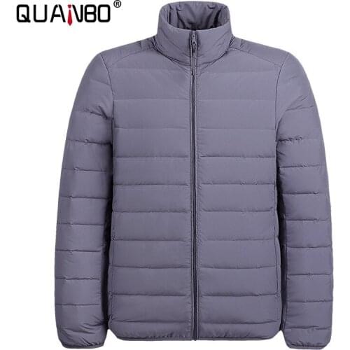 QUANBO Mens Seamless Down Slim Fit Jacket 2021 Autumn Winter New Mens Lightweight Breathable Windproof Packable Down Jacket