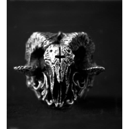 FDLK Unique Gothic Satanic Demon Skull Goat Horn Punk Rings Mens Biker Ring Religion Jewelry Gift Size 7-14 Wholesale Rings