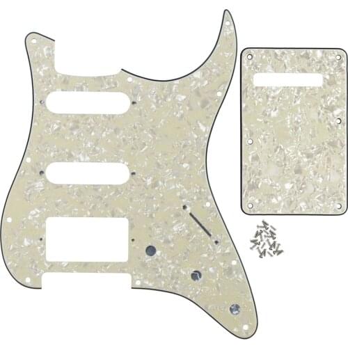 FLEOR 4Ply Aged Pearl 11 Hole American/Mexican ST Guitar Pickguard SSH & Back Plate & Screws