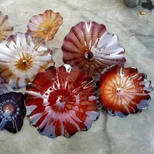 Modern Art Glass Wall Lamp Wall Mounted Decorative Platter Diameter 25 to 45CM Hand Blown Murano Glass Plates Light for Home