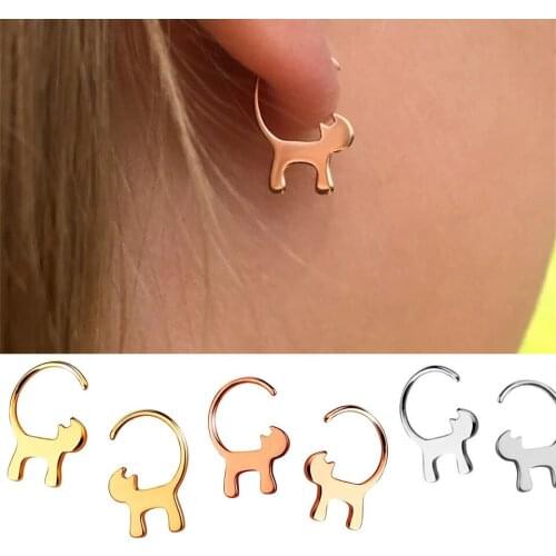 Stainless Steel Cats Earrings Gift for Cat Lovers,Cat Love Earrings, Kitten Jewellery, Animal Earrings