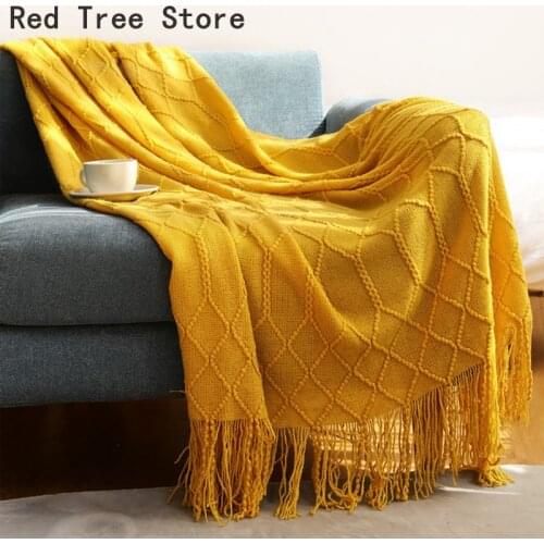 Nordic Knitted Blanket Plaid Bed Sofa Throw Thread Blankets for Travel Vacation TV Nap Cover Soft Towel with Tassels Tapestry