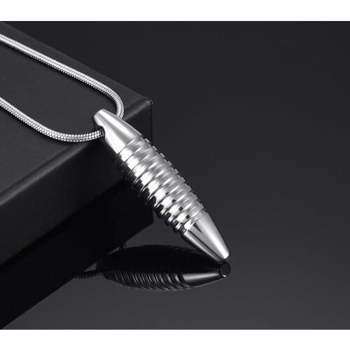 Cremation Jewelry Pendant Necklace Snake Chain, Stainless Steel Silver Color Memorial Keepsake Fashion Jewelry Man New Arrival