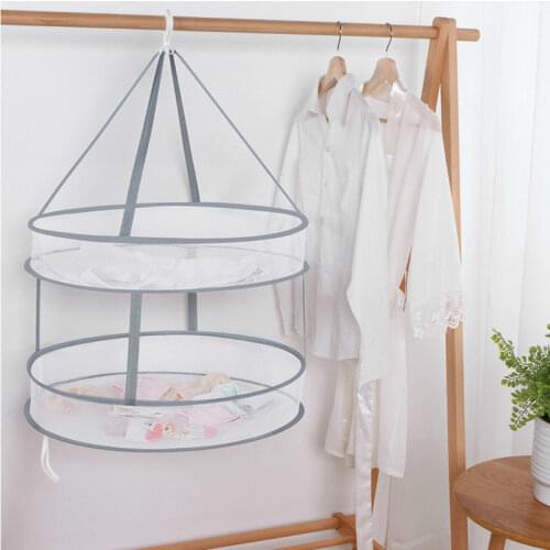 Hanging Clothes Drying Basket Mesh Clothes Laundry Sweater Net Windproof Folding Multi-Layer Drying Net Household Clothes Dryer