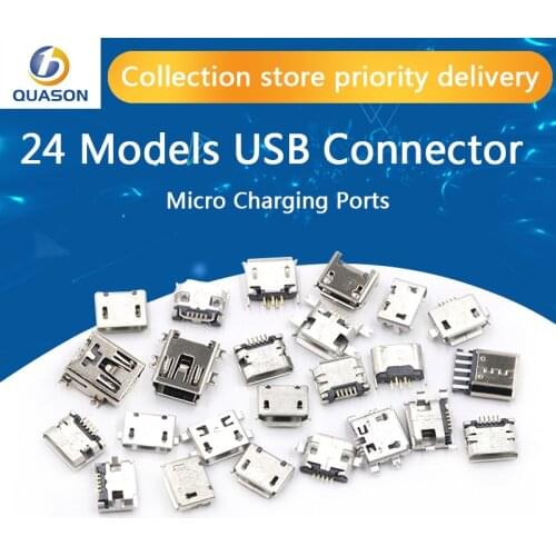 Micro USB connector 24 models charging port for Samsung/Moto/SONY/HTC/ZTE/Huawei/Xiaomi/Lenovo mobile,tablet GPS 240pcs/set