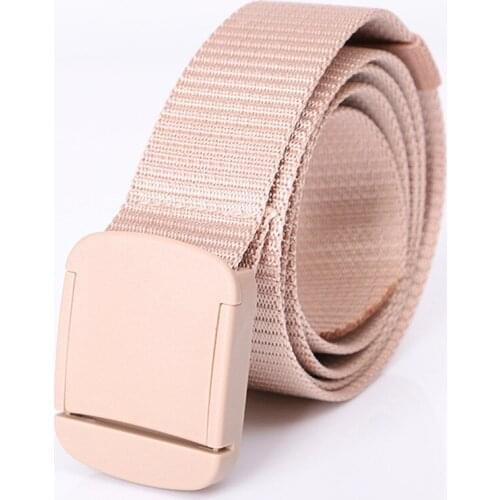 TJ-TingJun Men and Women Pure color Casual Simple Canvas Belt Plastic Buckle Anti-metal Allergy Outdoor Nylon Pants Girdle C062