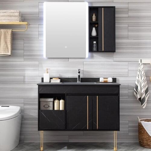 Rock Board Bathroom Cabinet Combined with Intelligent Mirror Lavatory Home Furniture Bathroom Furniture Bathroom Cabinets