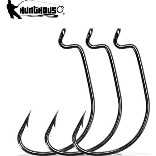 Hunthouse single Barbed crank fishing hook 1# 2# 1/0 2/0 3/0 for soft bait worm 20 pcs/lot hight carbon steel Fishing Tackle