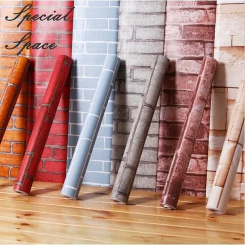 Self Adhesive Wall Paper Roll Waterproof PVC Vinyl Brick Kitchen Living Room TV Background Stone Wallpaper Brick Wall Sticker
