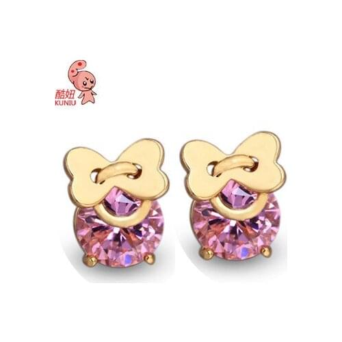 Kuniu Bowknot Shape Exquisite Lovely Stud Earrings for Women Exquisite Lovely Style Wedding Anniversary Fashion Jewelry