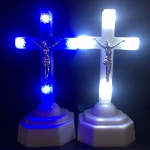 LED Light Christ Jesus Cross Home Church Pray Ornaments Church Souvenirs crucifix