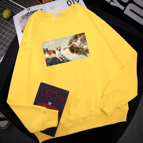 The Creation Of Adam Prints Male Hoodies simple Casual Autumn Hoodie Street Loose Hoody Autumn Fleece Fashion Women Sportswear