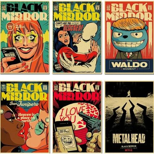 Vintage Classic Movie Black Mirror Poster Good Quality Painting Retro poster Home decoration Kraft Poster Painting Wall stickers