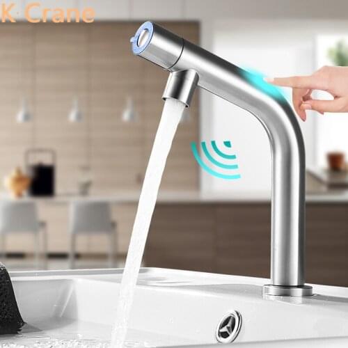 Smart Sensor Tap Bathroom Basin Touch Faucet Single Cold Deck Mounted Grifo Battery Electric Inductive Kraan Stainless Steel Tap