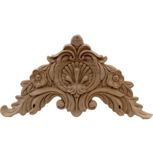 VZLX Vintage Floral Carved Corner Wall Door Cabinet Furniture Decorative Figurines Wood Appliques Home Decor Decoration Maison